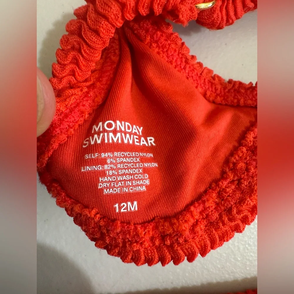Monday Swimwear Girls Bright Red Textured Two-Piece Bikini
